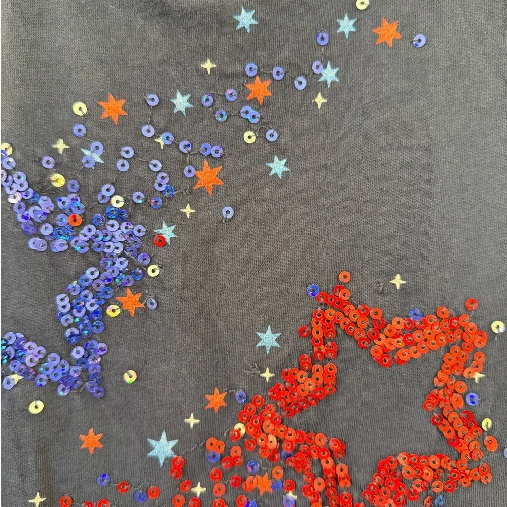 crewcuts Kids Navy Star Sequin Tee - Red, Blue & White Stars (XS-4/5) - Picture 3 of 5